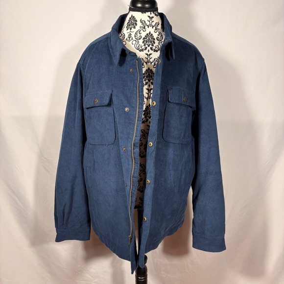 Robert Graham Mens Blue Corduroy Quilted Lined Shirt Jacket RGF21R12 Shacket